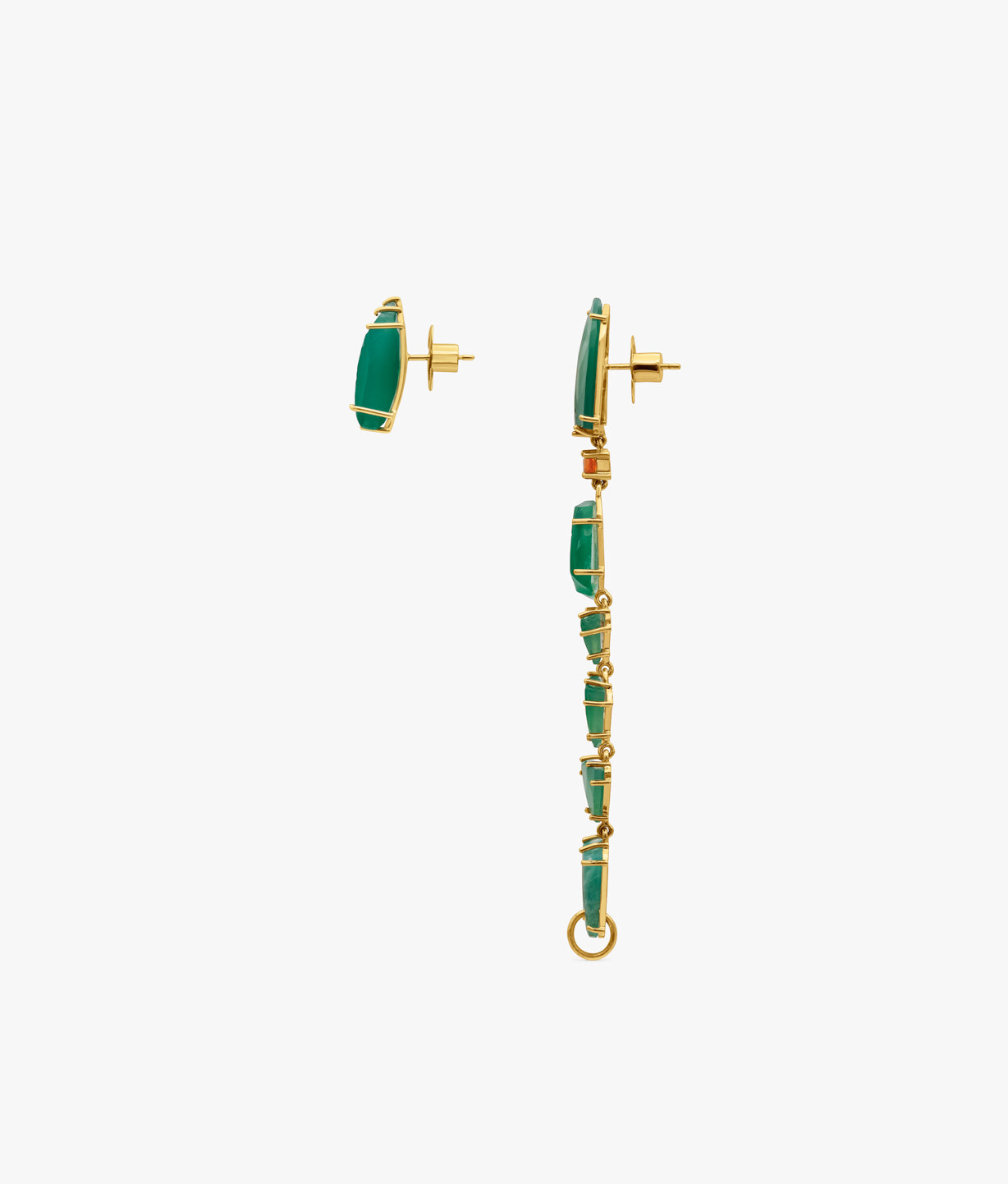Pendientes Largos Asimétricos Unique Gems con Calceodnias Verdes