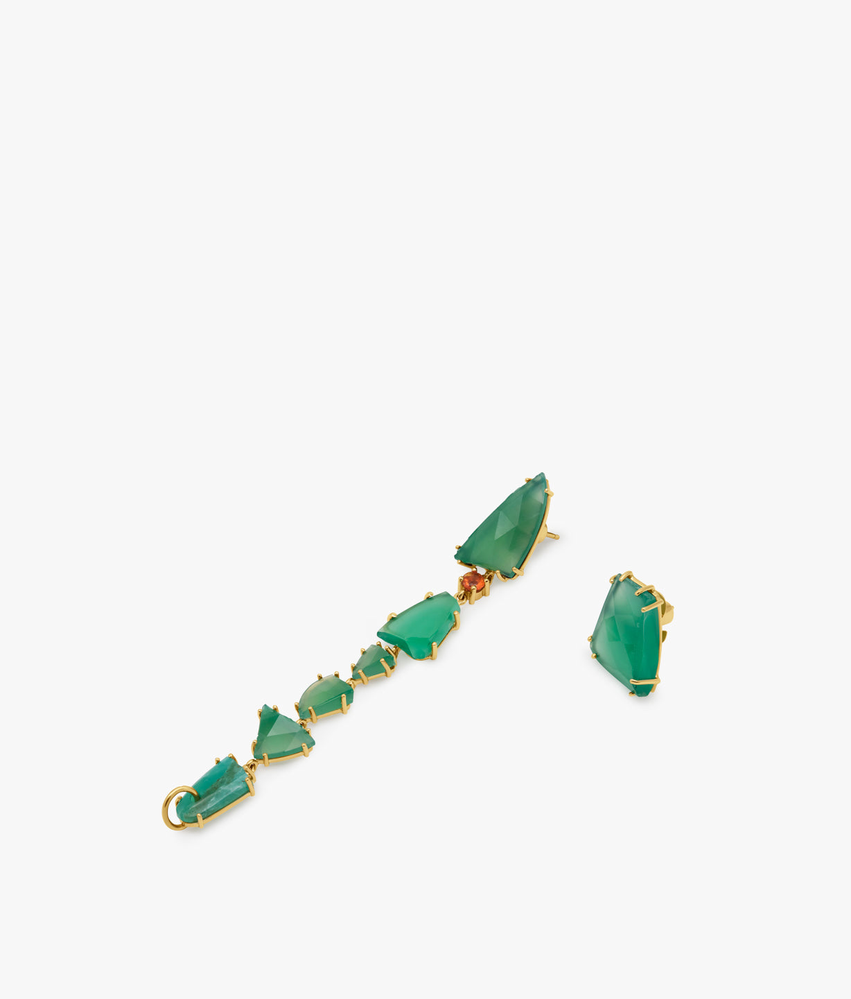 Pendientes Largos Asimétricos Unique Gems con Calceodnias Verdes