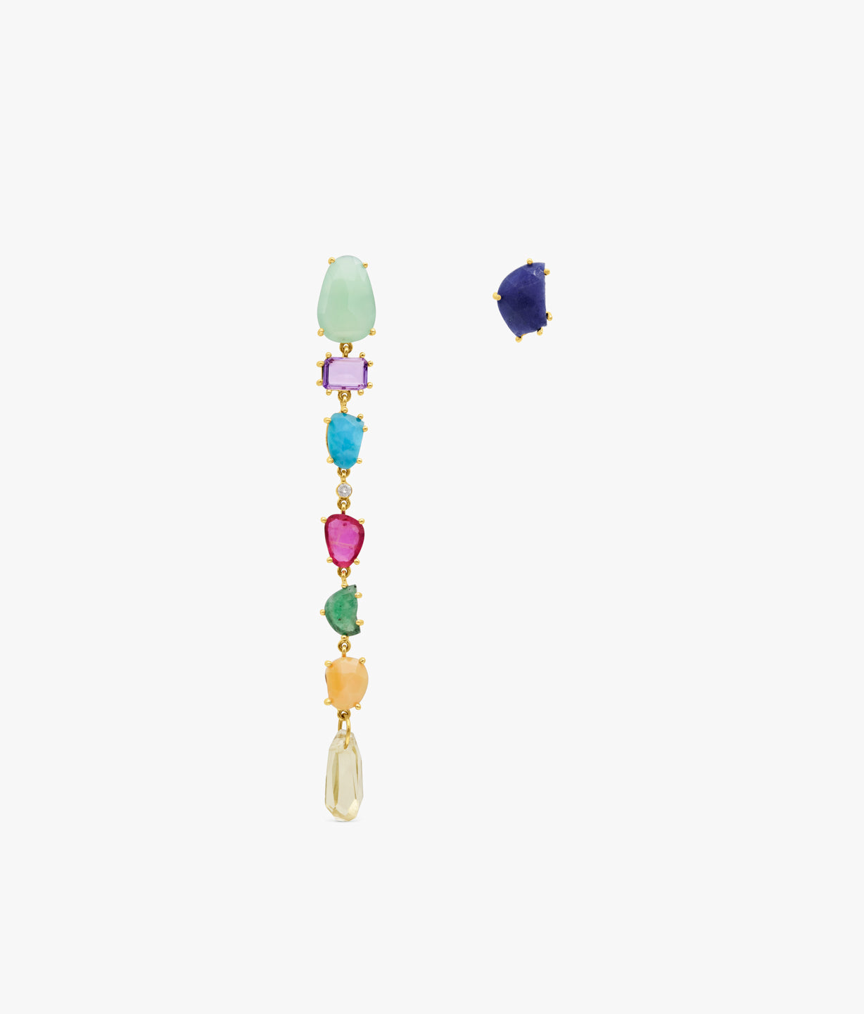 Unique Gems Long Asymmetric Earrings with Sodalite