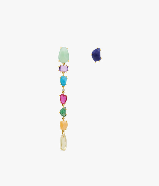 Unique Gems Long Asymmetric Earrings with Sodalite
