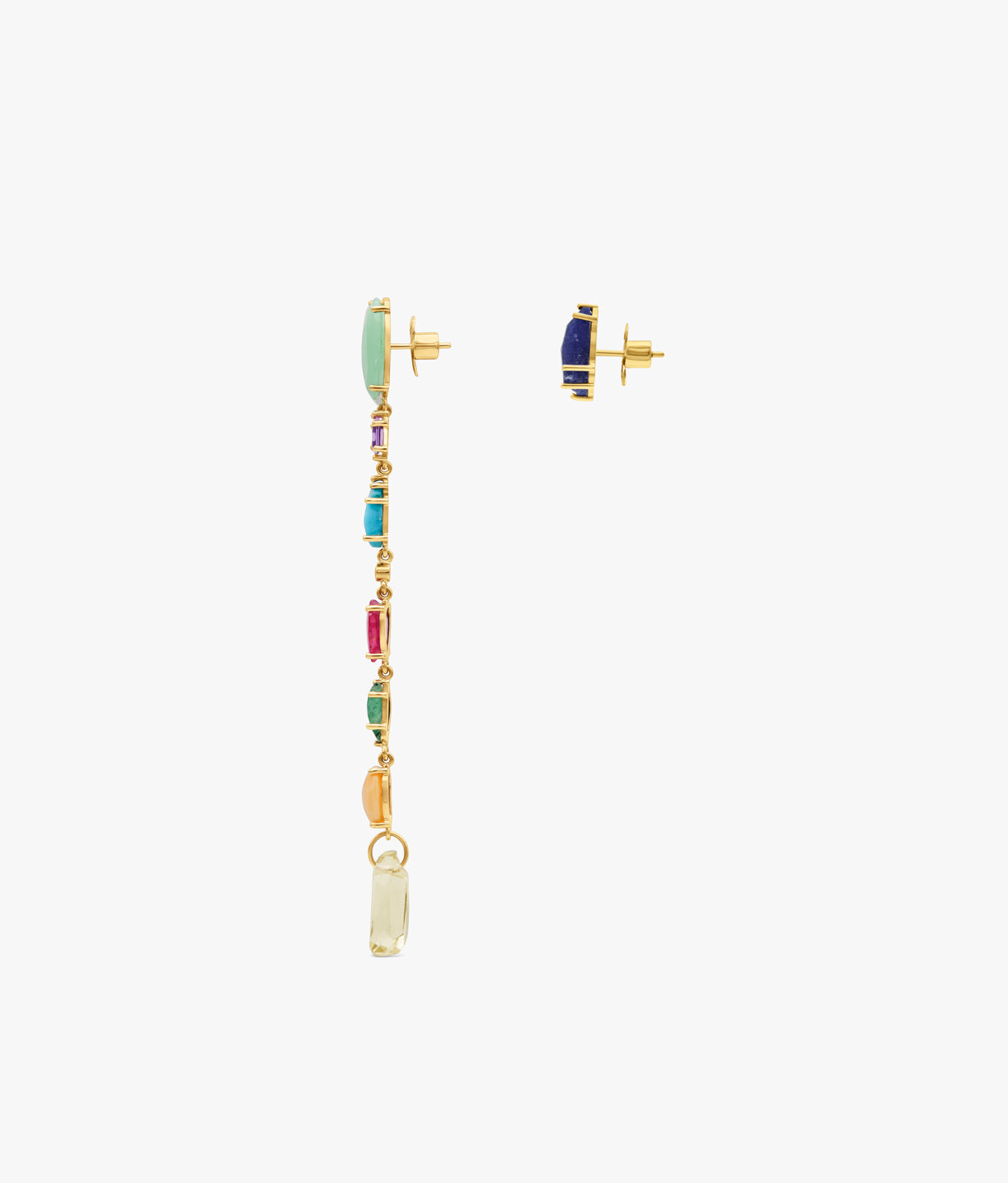 Unique Gems Long Asymmetric Earrings with Sodalite