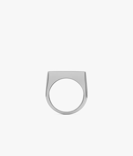 Half Cut Round Signet Ring in Silver