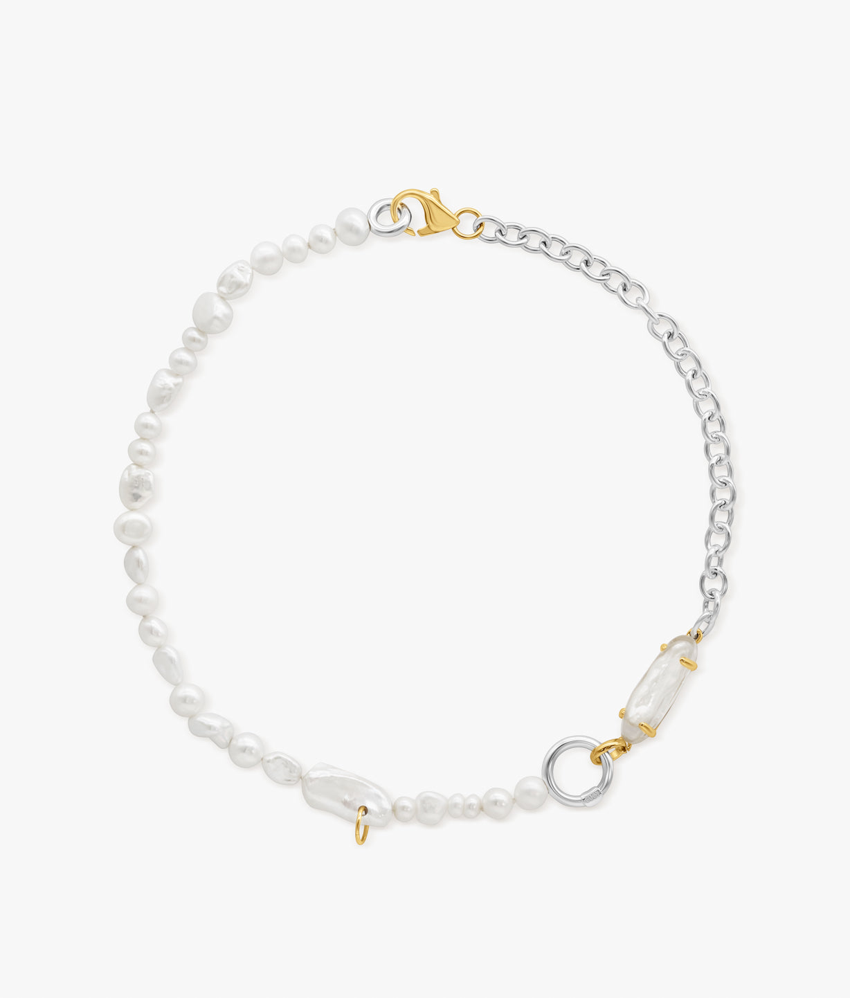 NAKED PEARLS GOLD PLATED SILVER HOLD NECKLACE WITH ENCAPSULATED PEARL