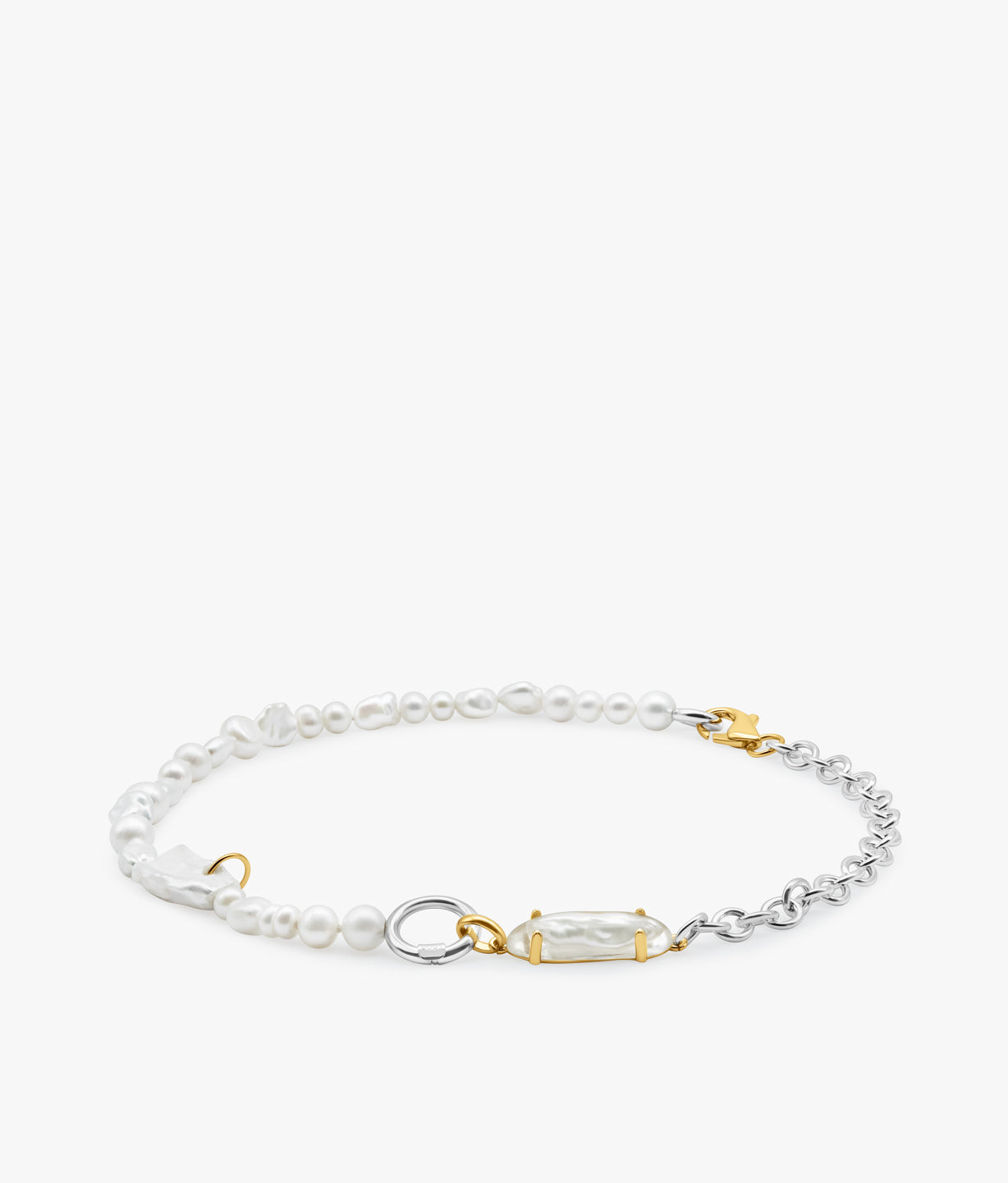 NAKED PEARLS GOLD PLATED SILVER HOLD NECKLACE WITH ENCAPSULATED PEARL