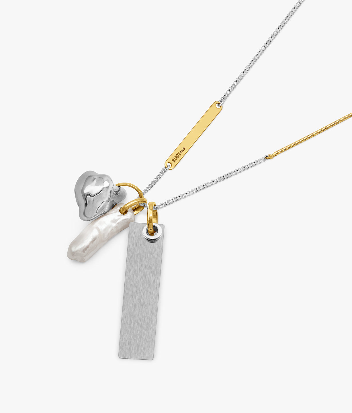 Collar de dos cadenas bimetal con charms (85cm) 