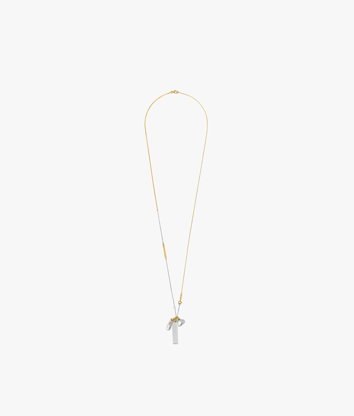 Collar de dos cadenas bimetal con charms (85cm) 