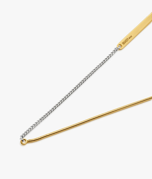 Sterling Silver Cable and Curb Chain Necklace with SUOT Plate (45cm)