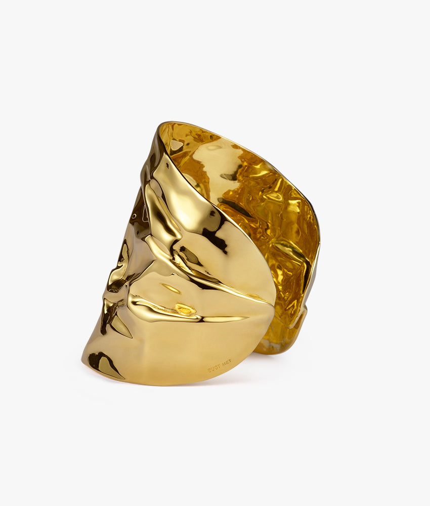 Gold-plated MET Cuff Bracelet, 75 mm