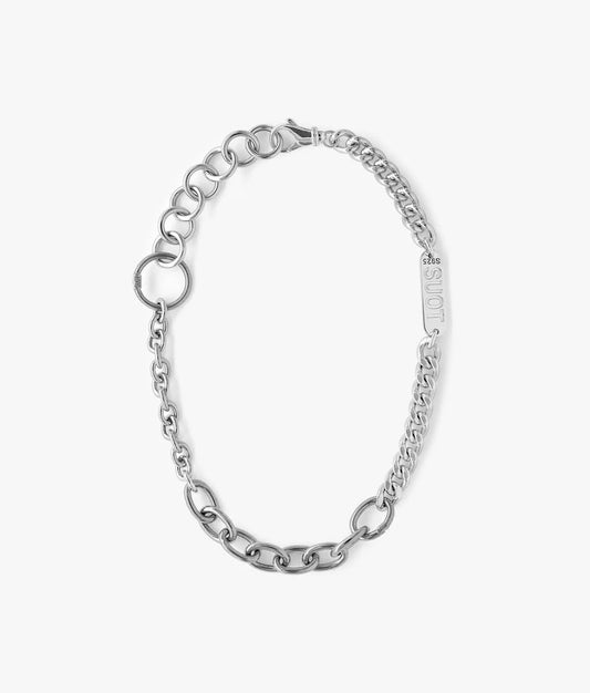 Sterling Silver Mix Bold Chains Necklace with SUOT Plate