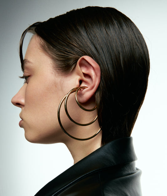 Gold Plated Silver Triple Hoop Ear Cuff