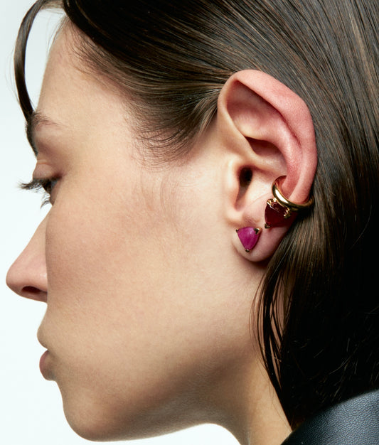 Half Cut Treated Ruby Earring