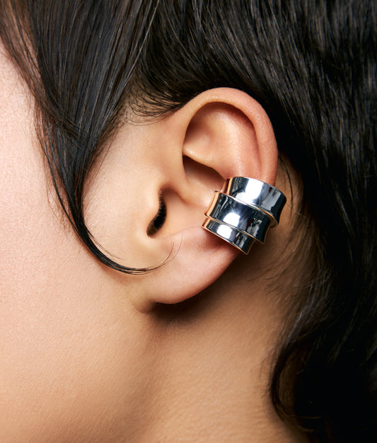 Sterling Silver 3-Ribbon Small Ear Cuff