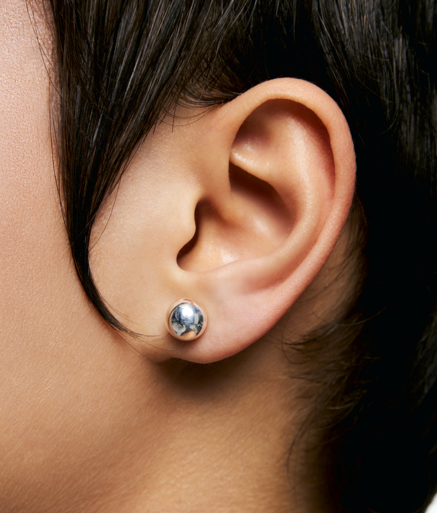 Silver Bicolor Small Ball Earring