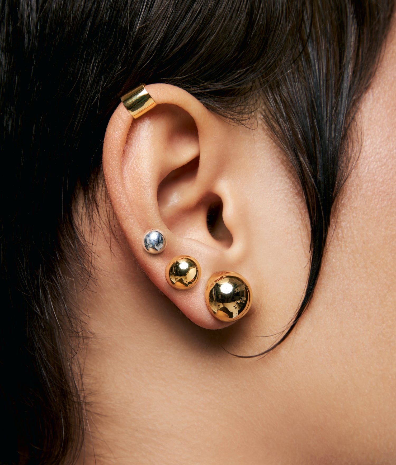 Silver Bicolor Small Ball Earring