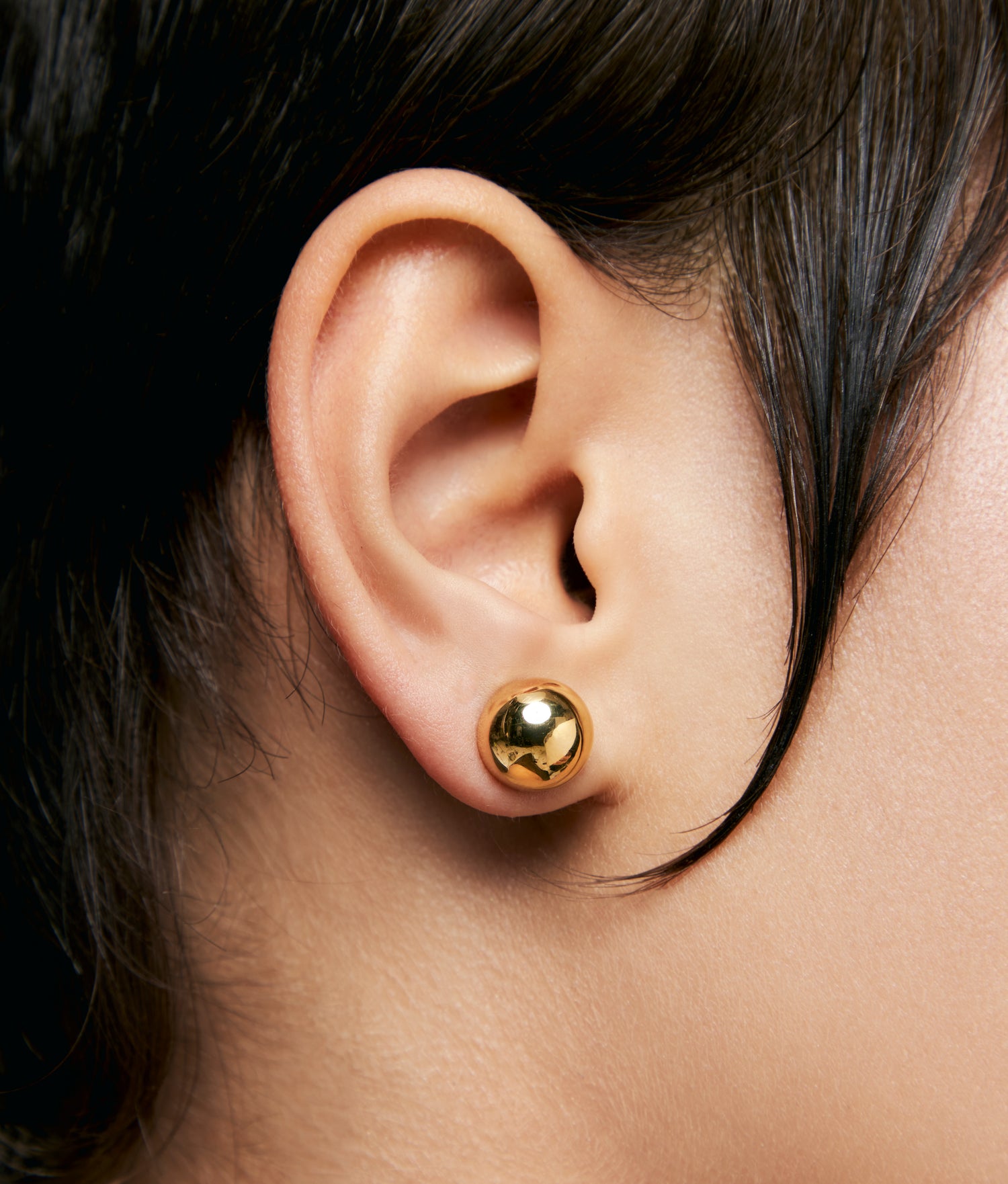 Silver Bicolor Medium Ball Earring