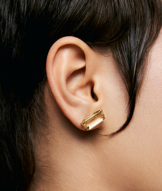 Half Cut Lemon Quartz Earring