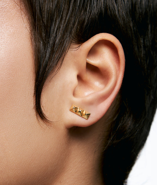 Gold plated Silver Triple Square Stud Earring