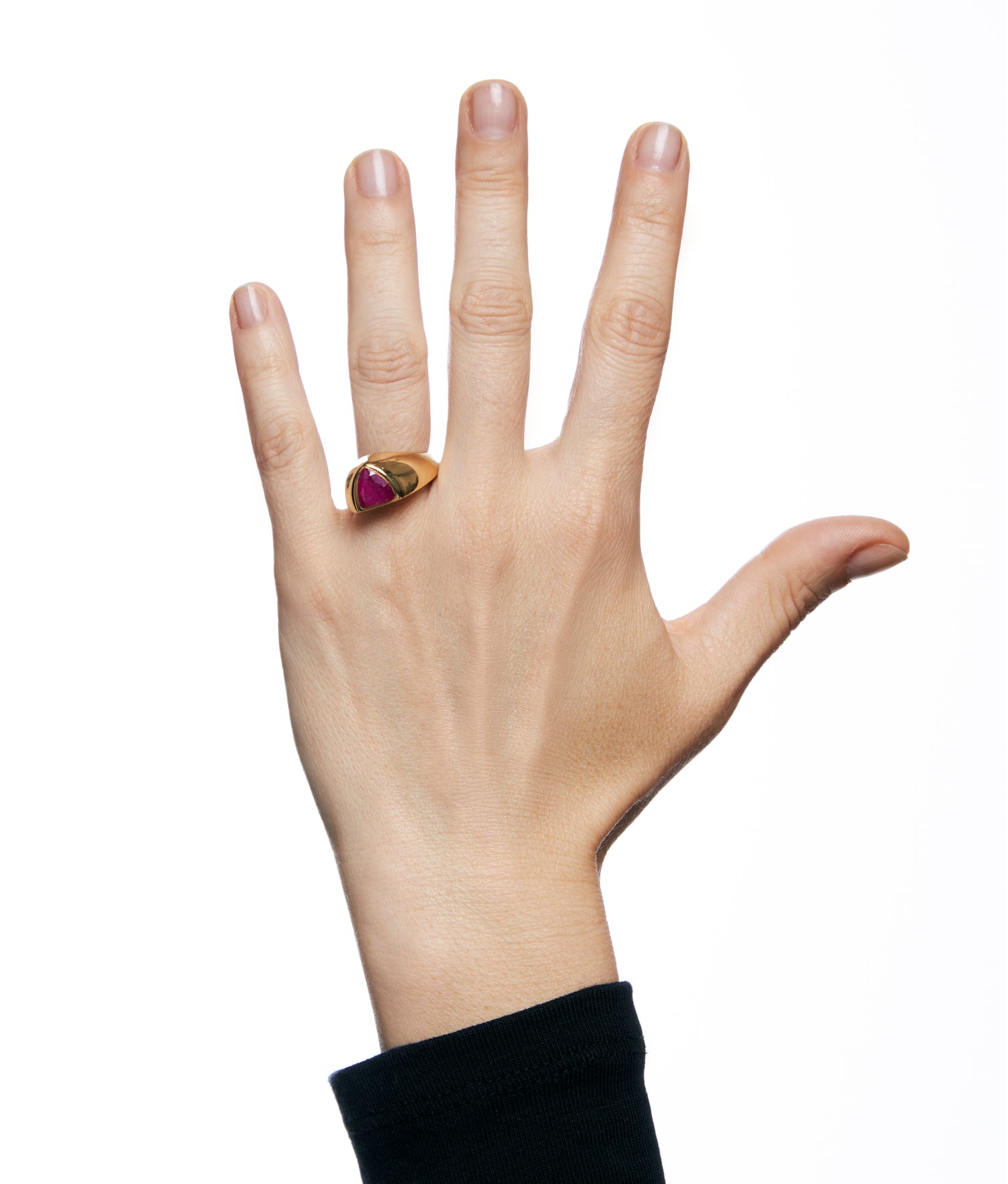 Half Cut Treated Ruby Signet Ring