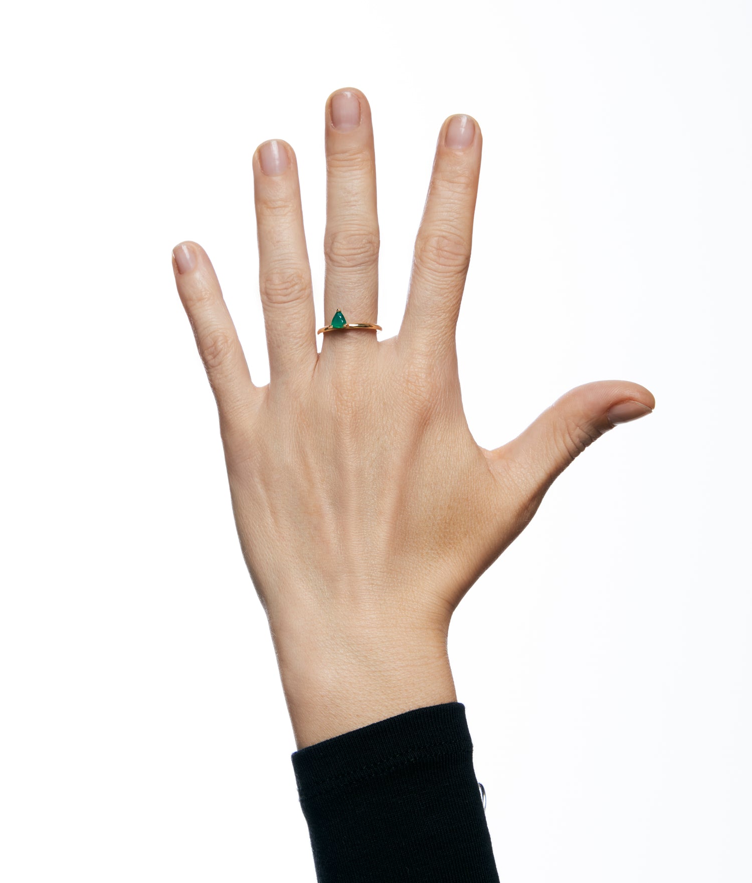 Anillo Mini Calcedonia Verde "Half Cut"