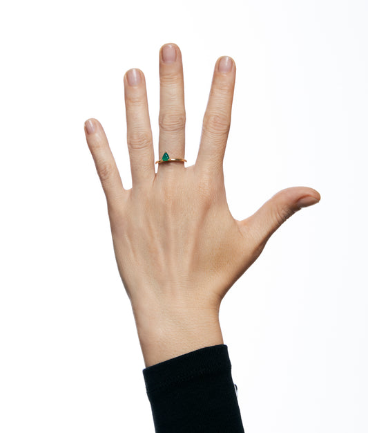 Anillo Mini Calcedonia Verde "Half Cut"