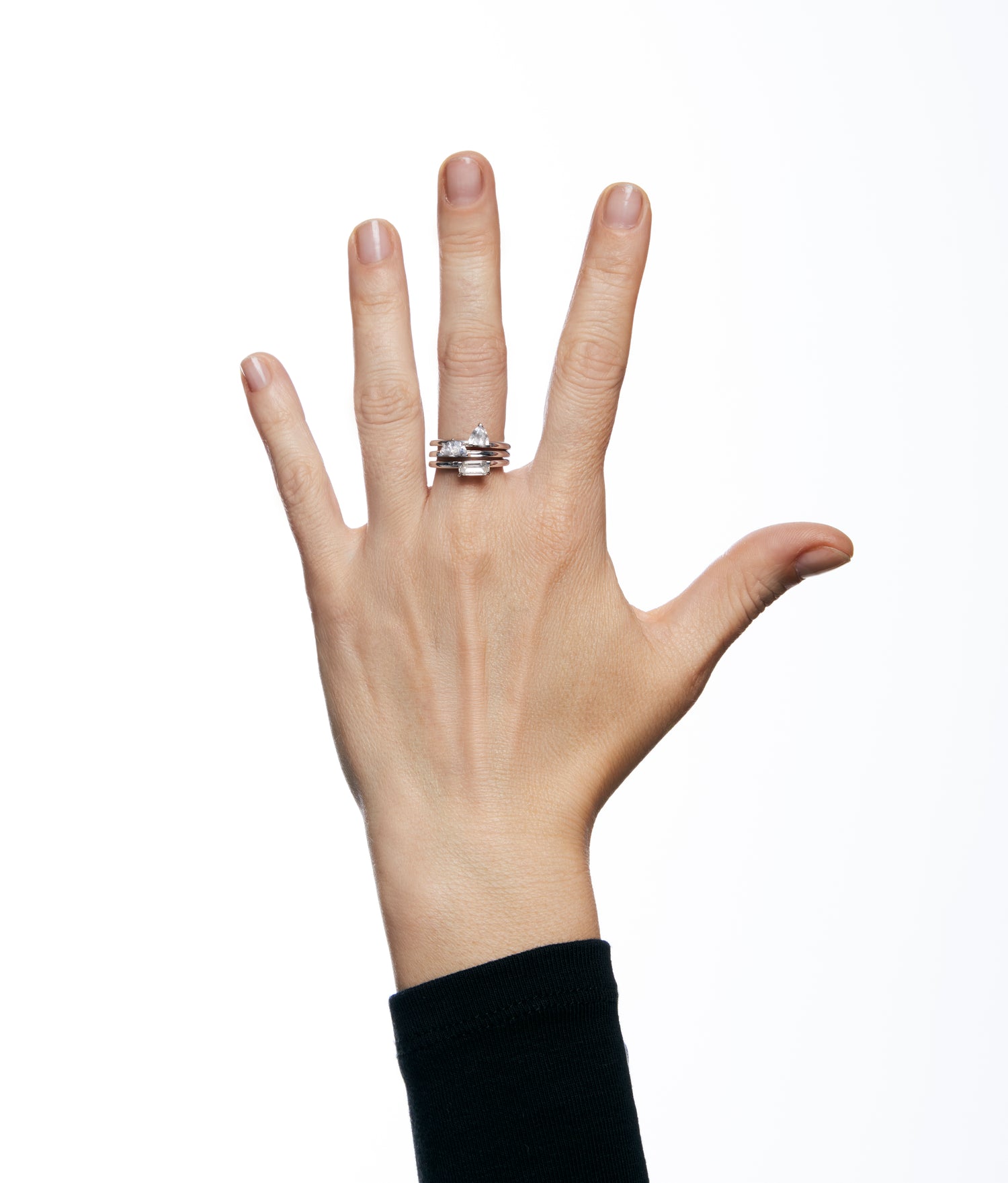 Half Cut Lab Diamonds 14K White Gold Ring 0.45 ct