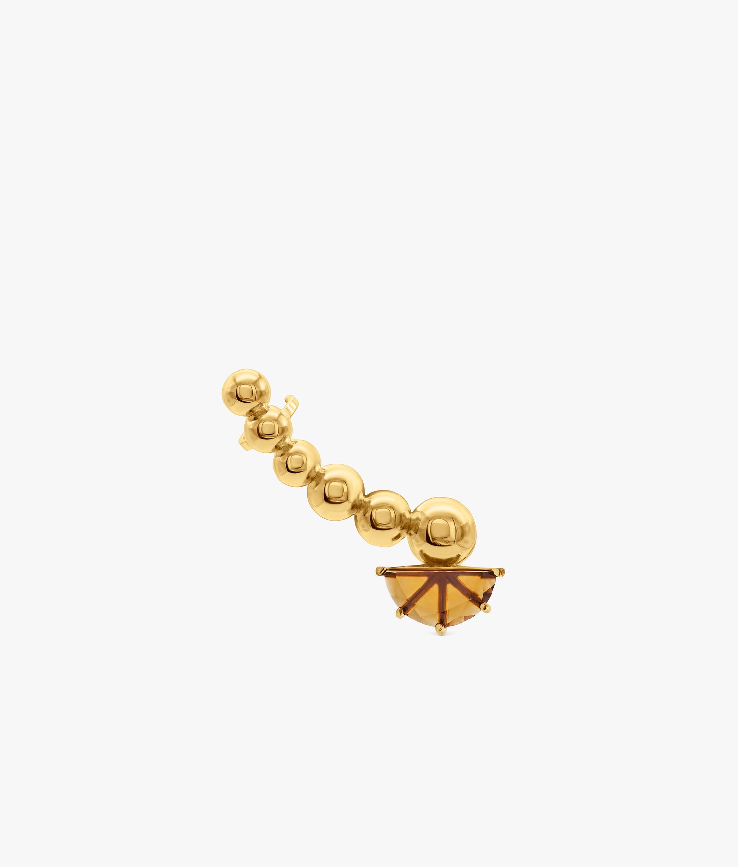 Half Cut Quartz Cognac Ear Cuff - Right Ear