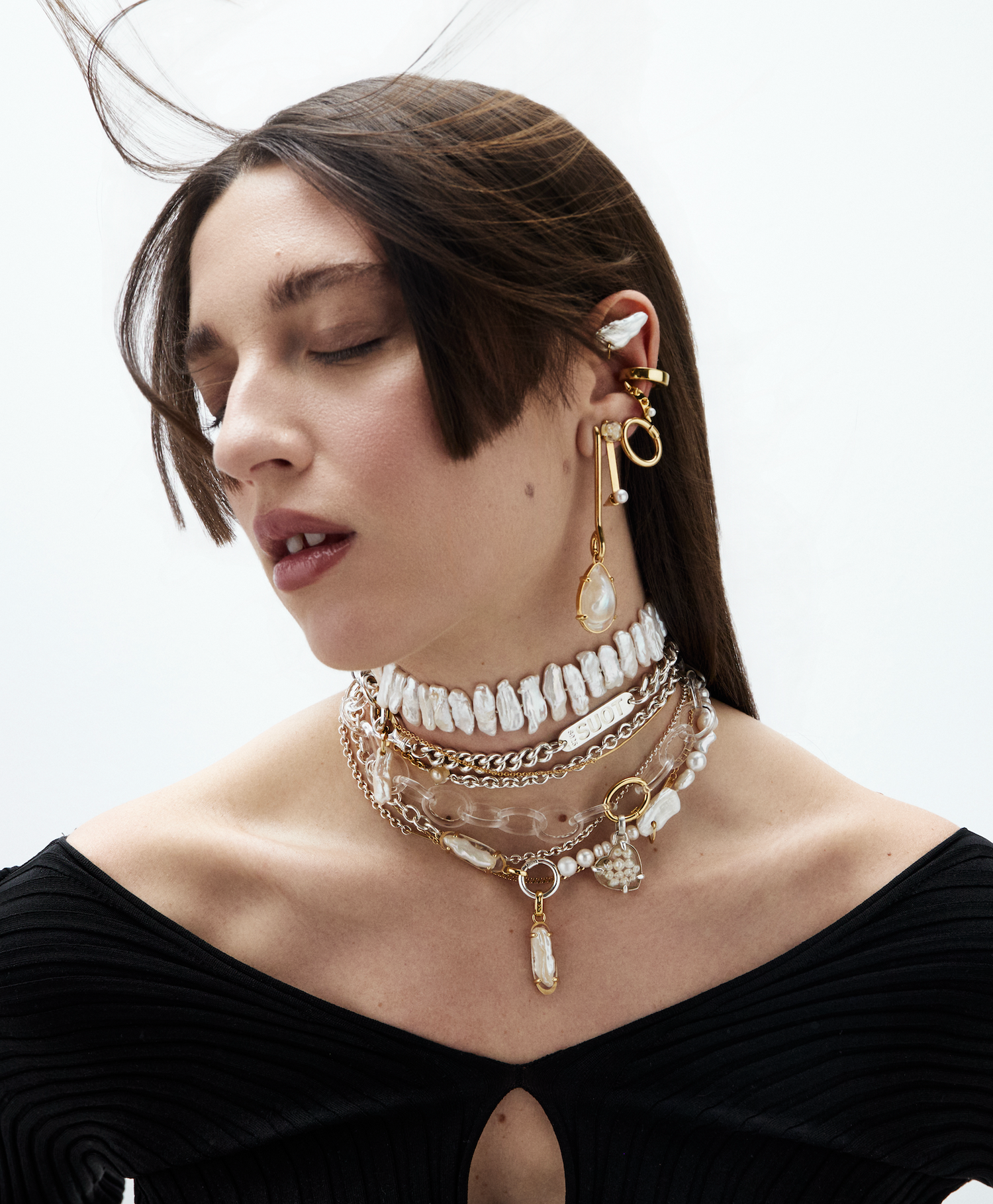 NAKED PEARLS GOLD PLATED SILVER HOLD NECKLACE WITH ENCAPSULATED PEARL