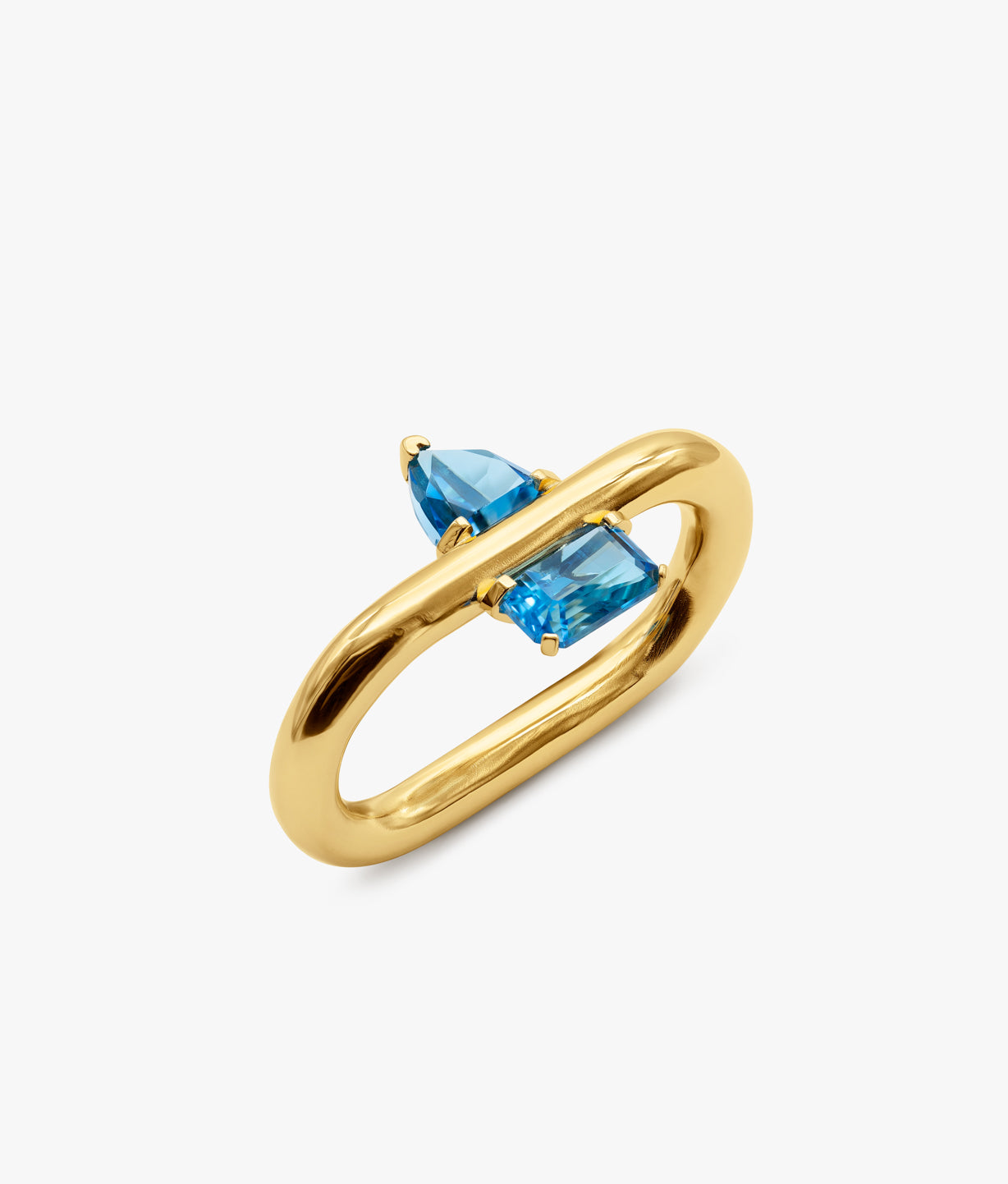 Divided Blue Topaz Double Ring