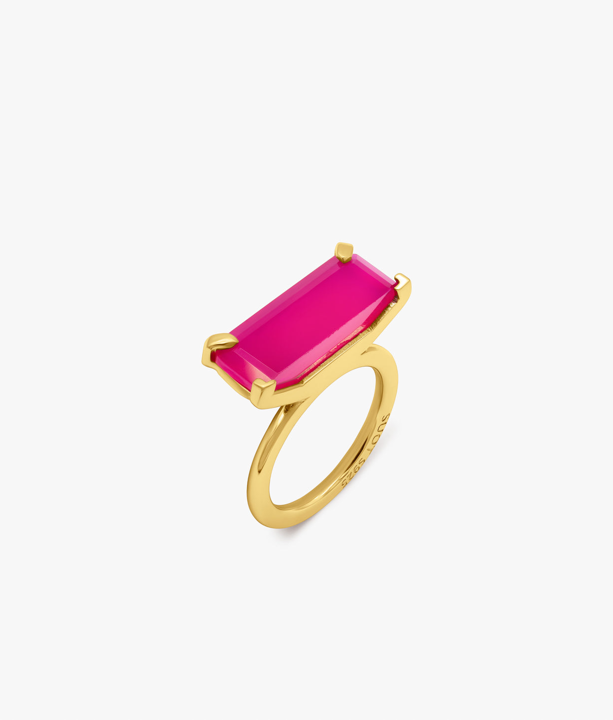 Half Cut Vibrant Pink Chalcedony Ring