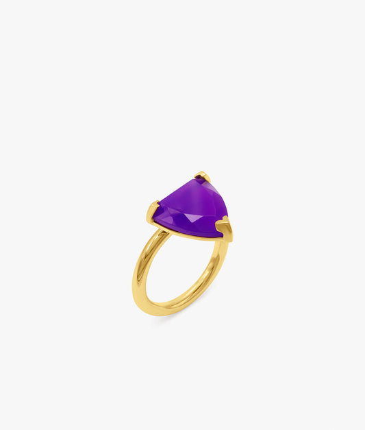 Half Cut Vibrant Violet Chalcedony Ring