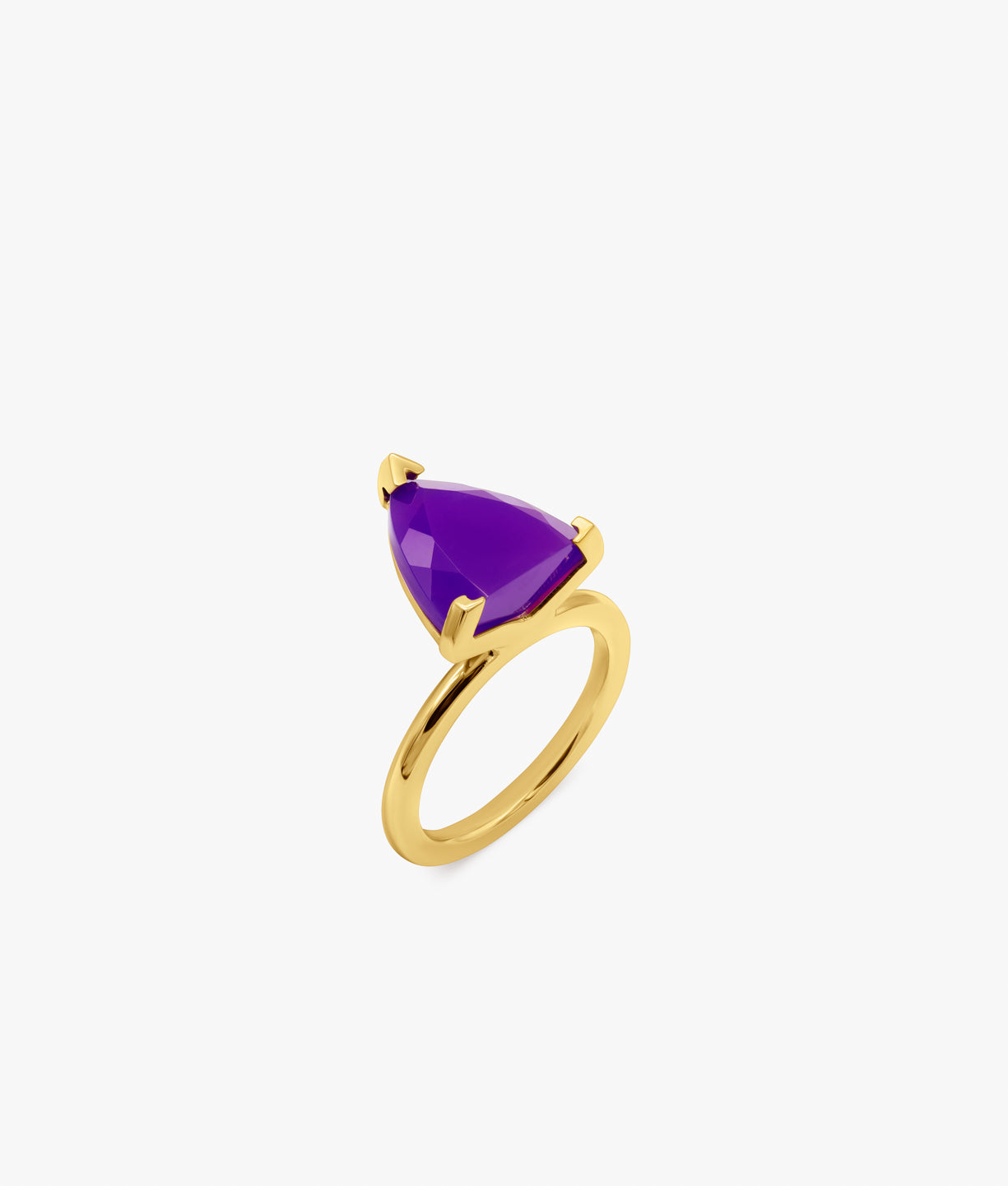 Half Cut Vibrant Violet Chalcedony Ring