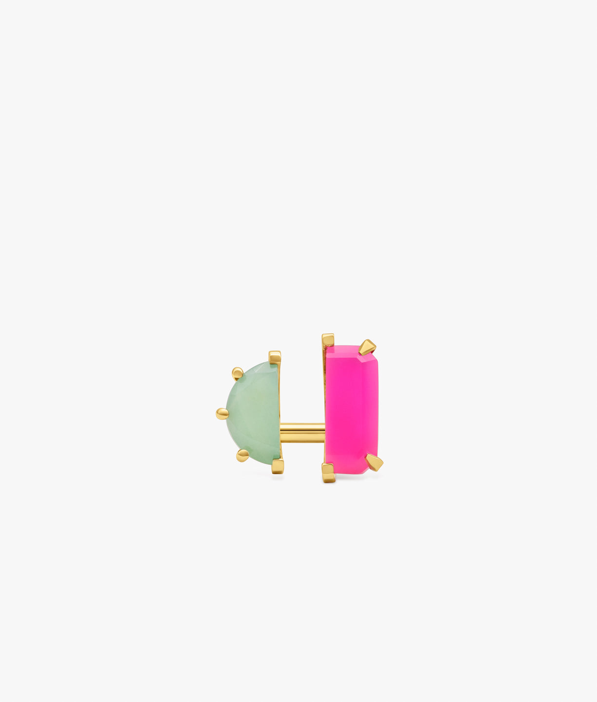 Half Cut Pink and Green Chalcedony Ring