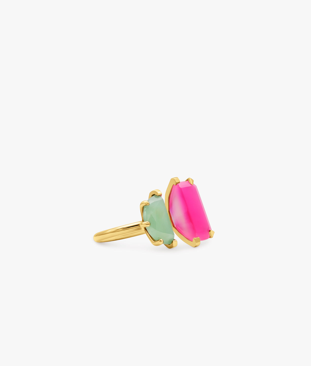 Half Cut Pink and Green Chalcedony Ring