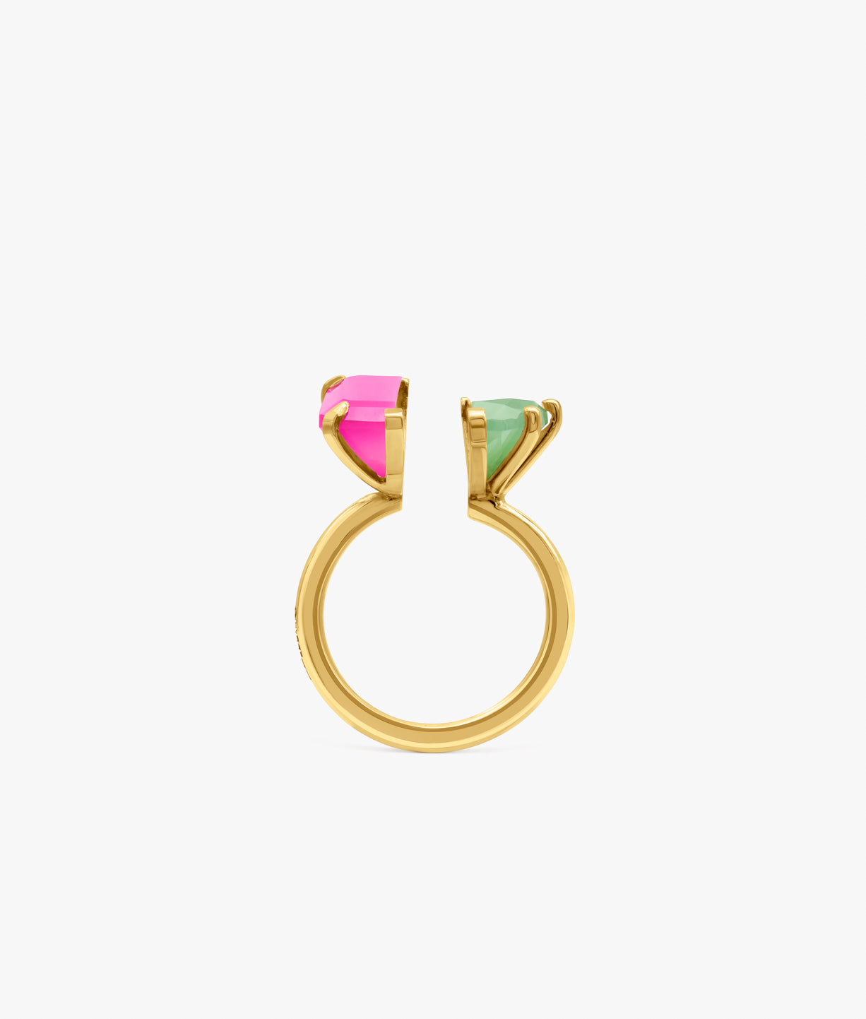Half Cut Pink and Green Chalcedony Ring