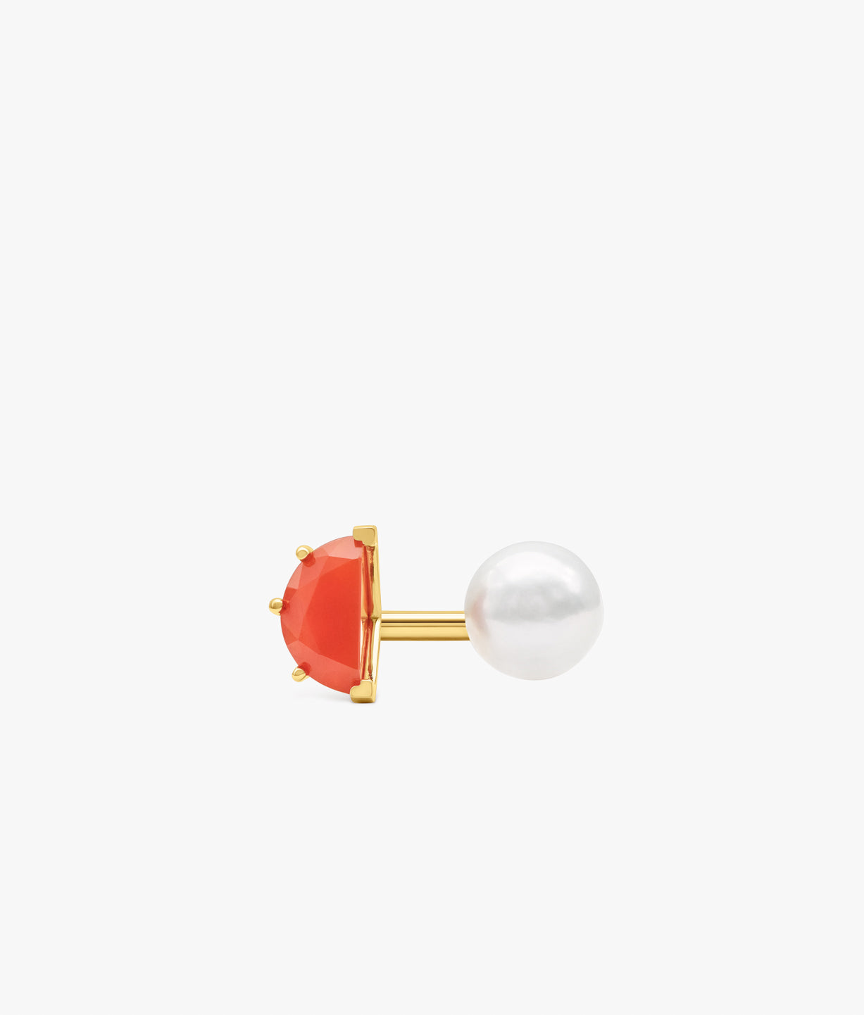 Half Cut Carnelian and Pearl Ring