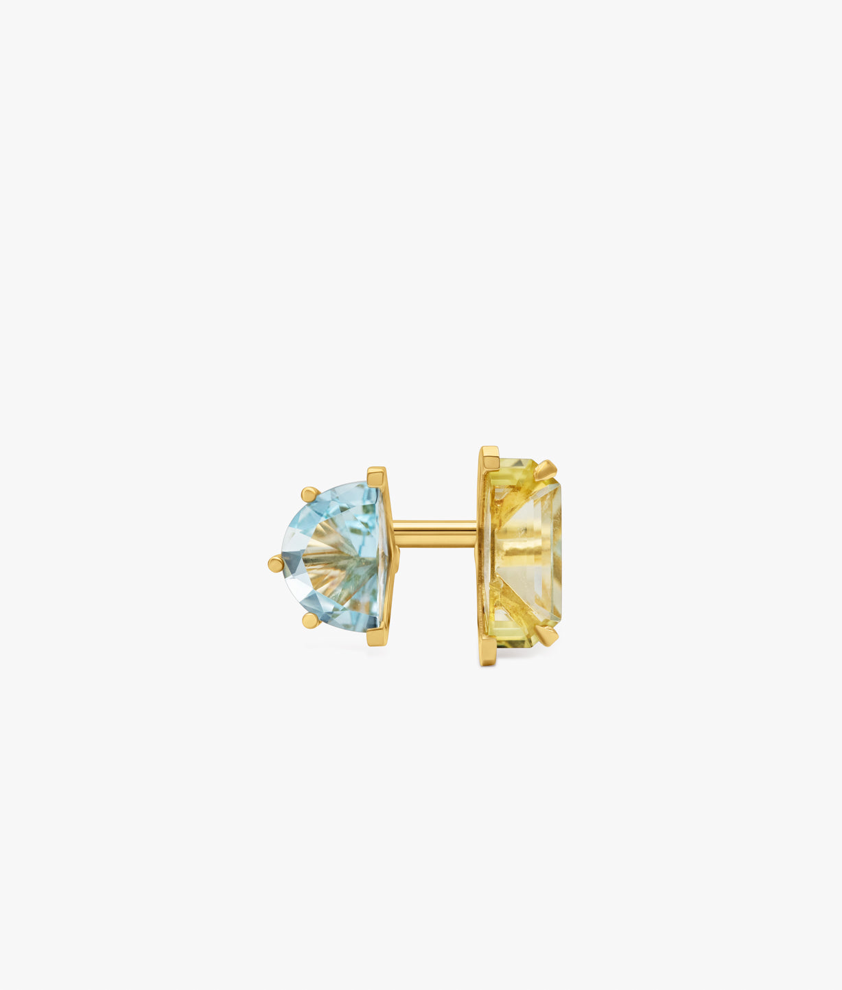 Half Cut Lemon Quartz and Blue Topaz Ring