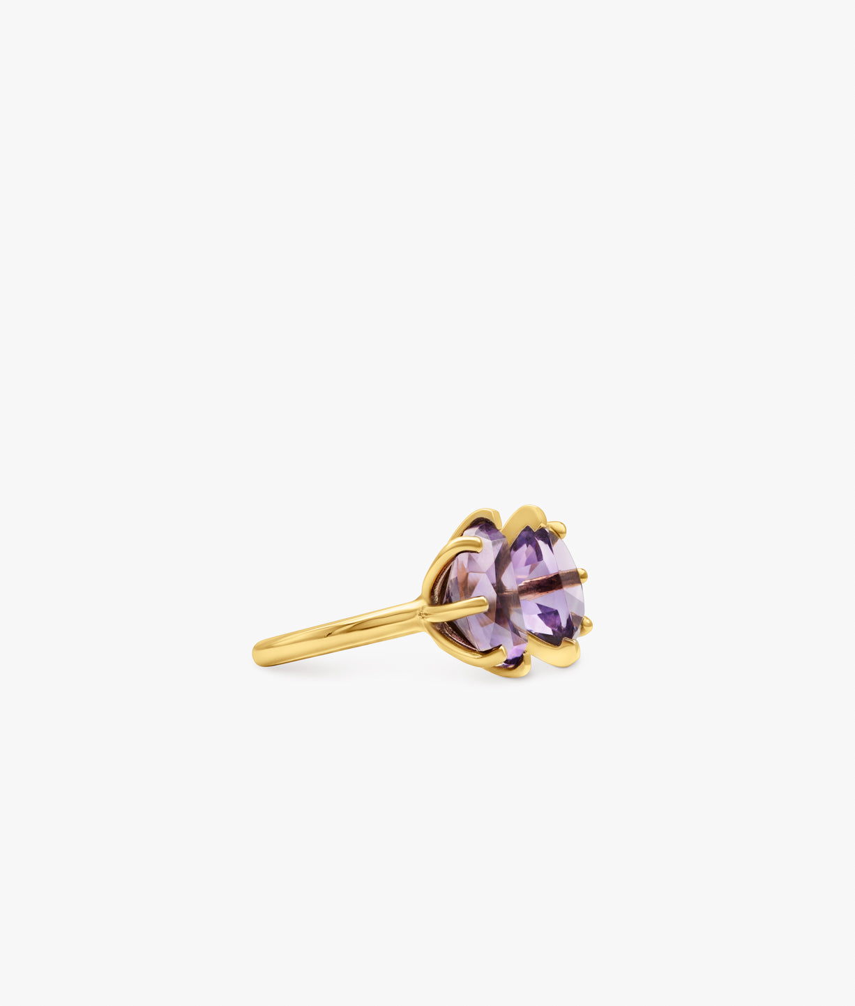 Half Cut Double Amethyst Ring
