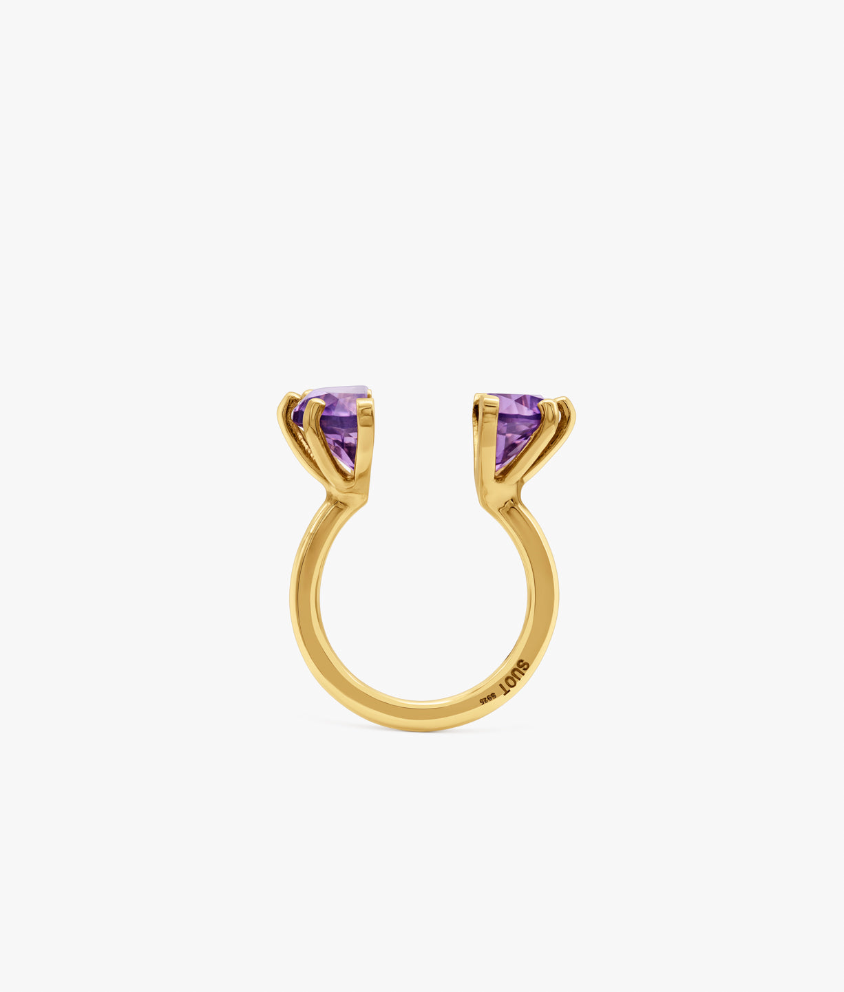 Half Cut Double Amethyst Ring