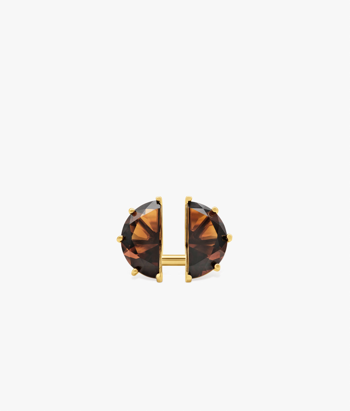 Half Cut Double Cognac Quartz Ring