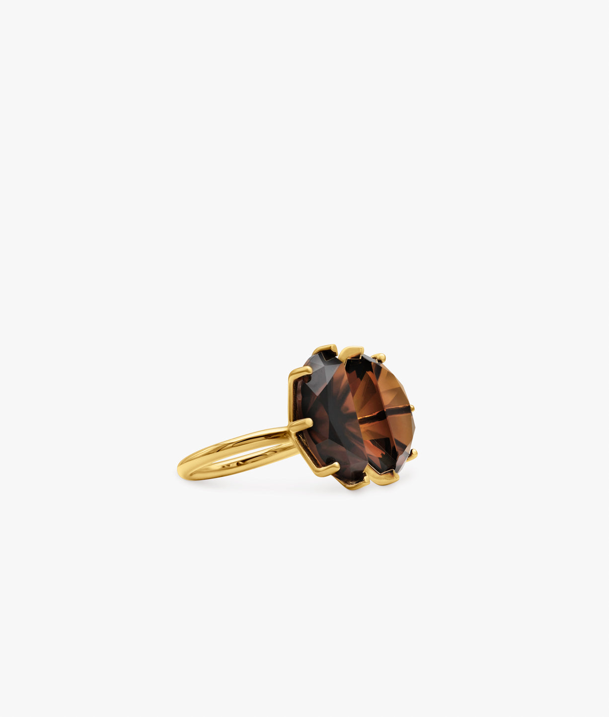 Half Cut Double Cognac Quartz Ring