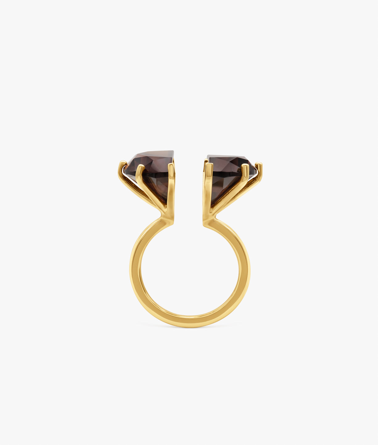 Half Cut Double Cognac Quartz Ring