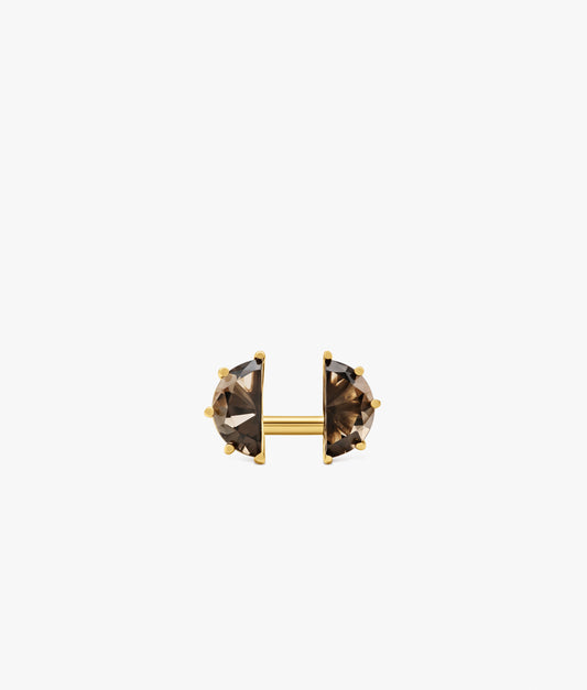 Half Cut Double Smoky Quartz Ring