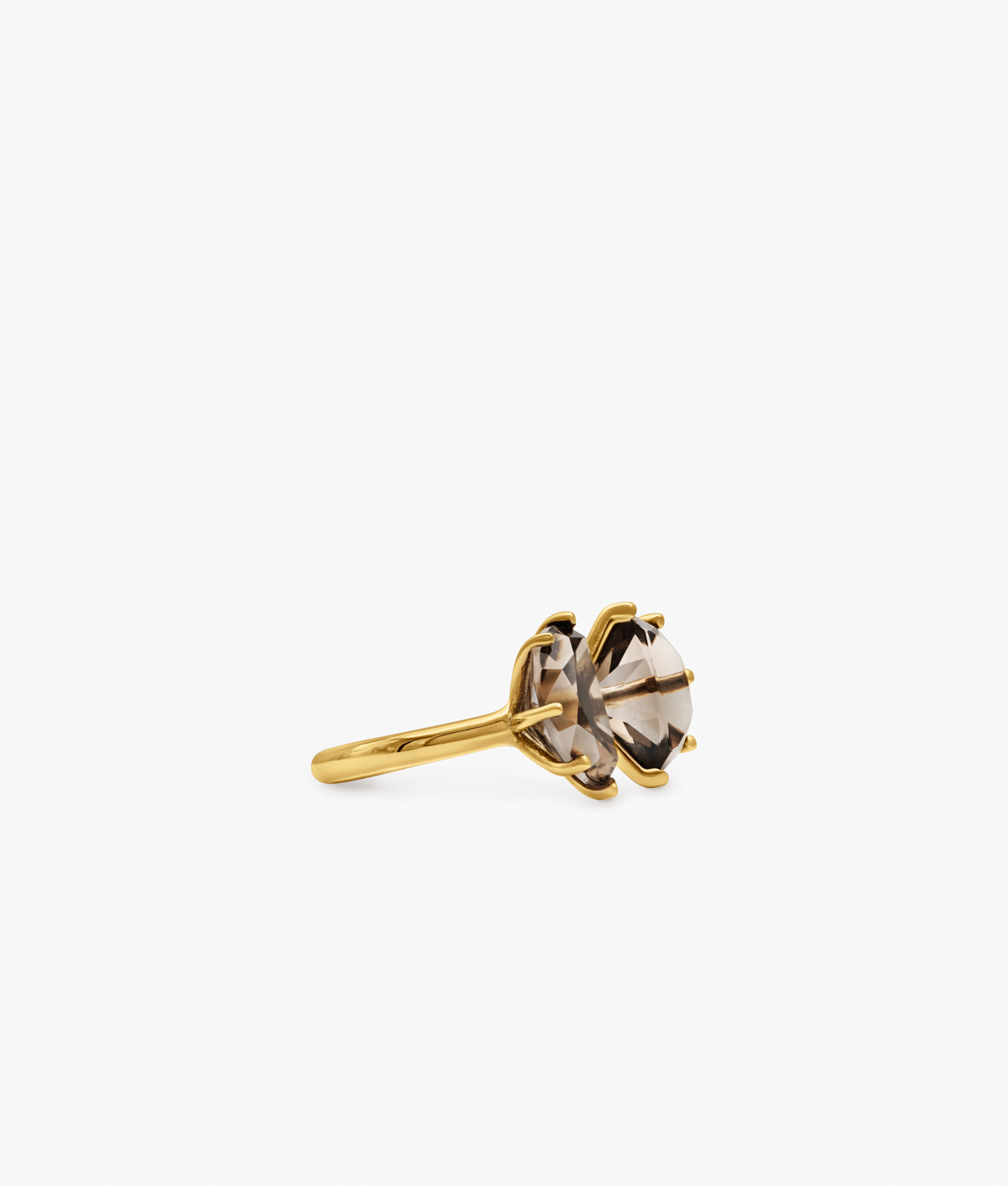 Half Cut Double Smoky Quartz Ring