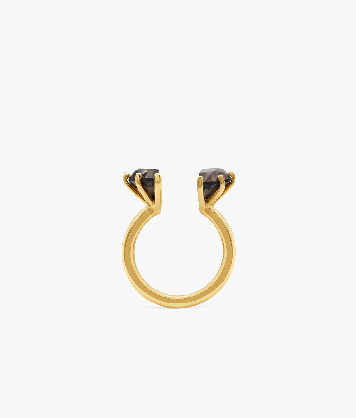 Half Cut Double Smoky Quartz Ring