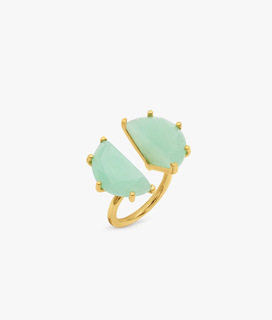 Half Cut Double Chalcedony Ring
