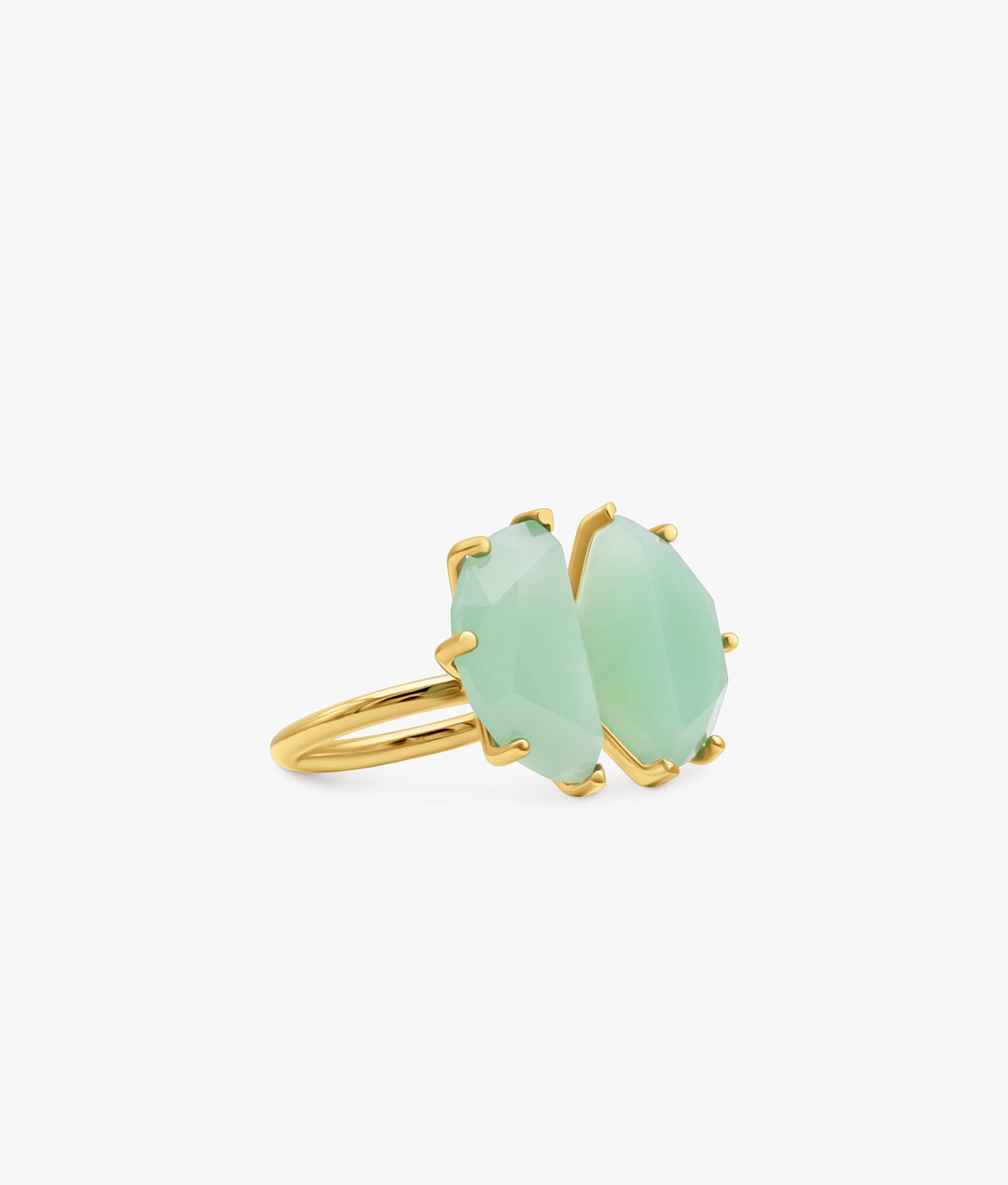 Half Cut Double Chalcedony Ring