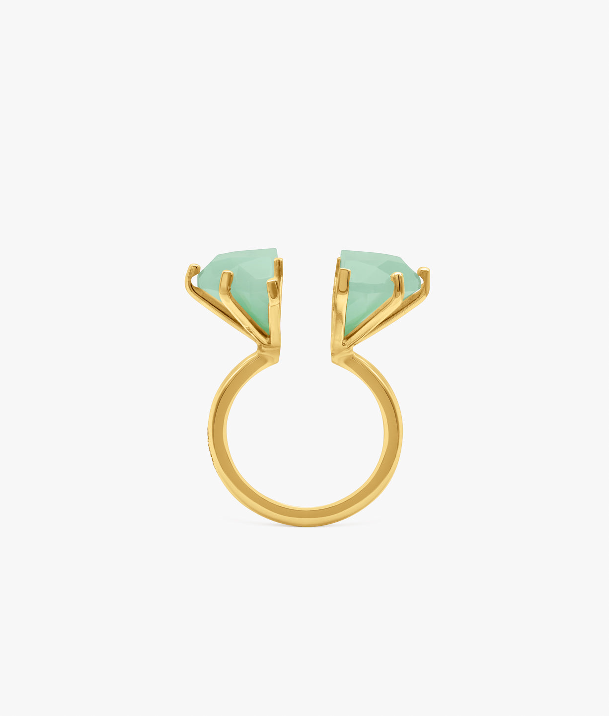 Half Cut Double Chalcedony Ring