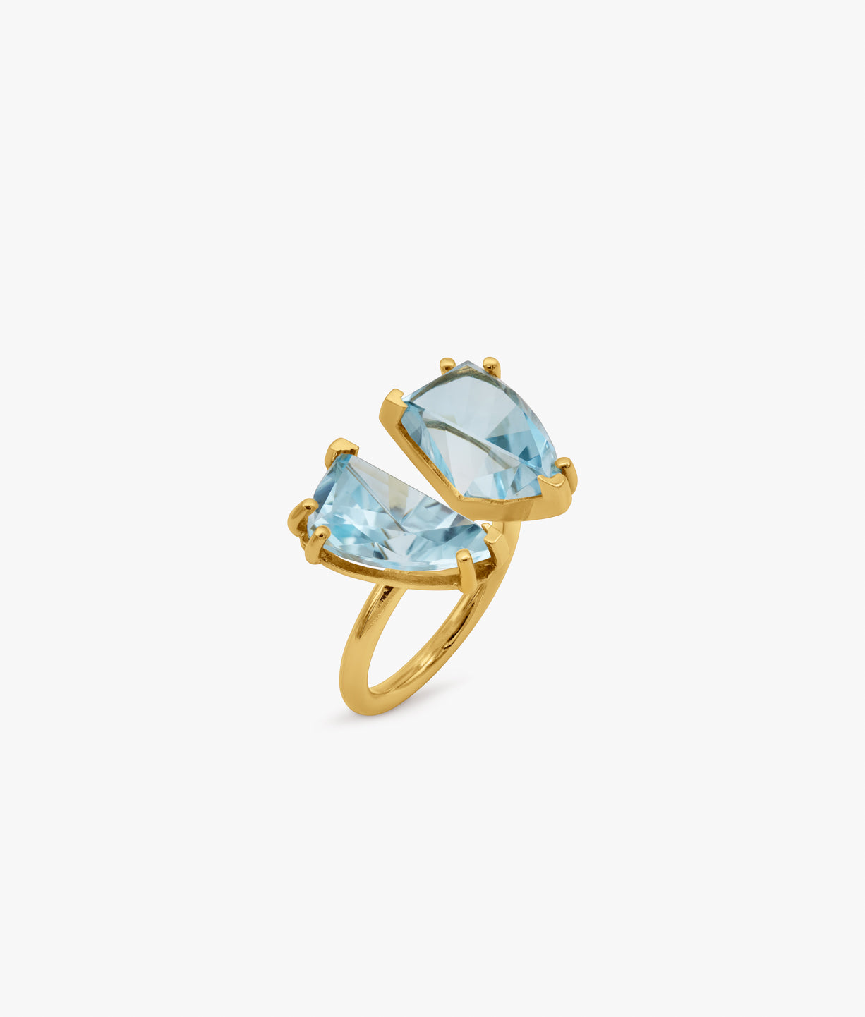 Half Cut Double Trillant Blue Topaz Ring
