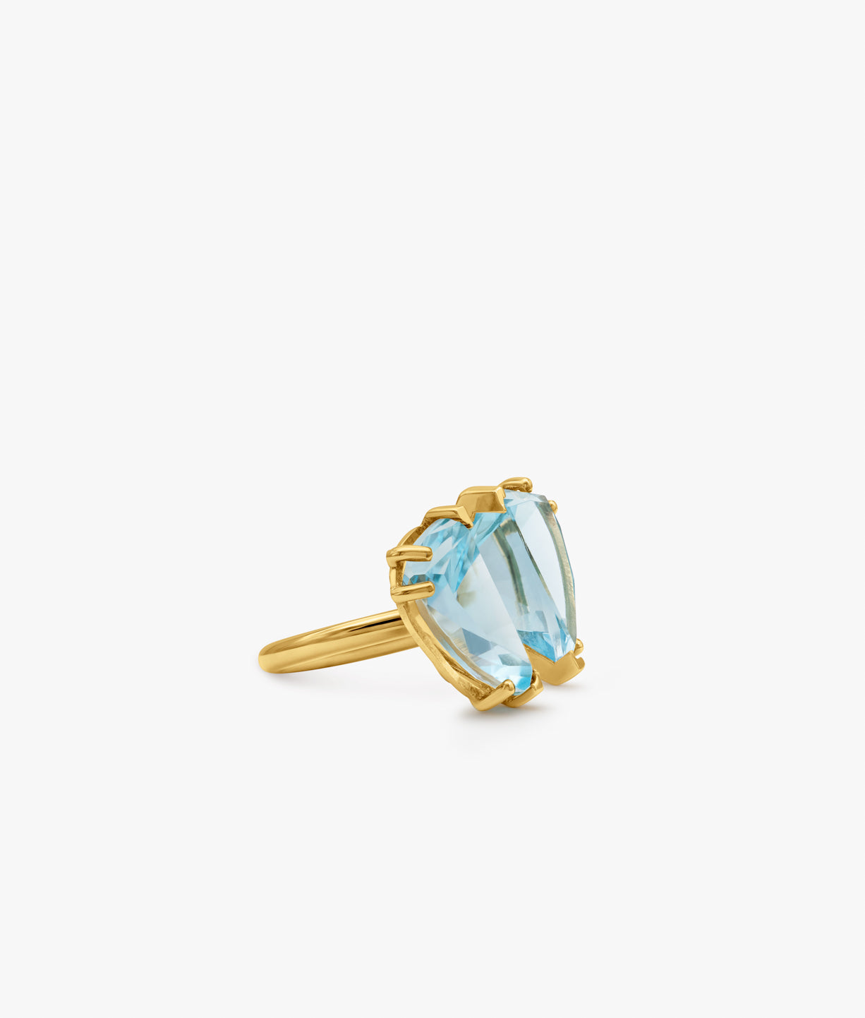 Half Cut Double Trillant Blue Topaz Ring