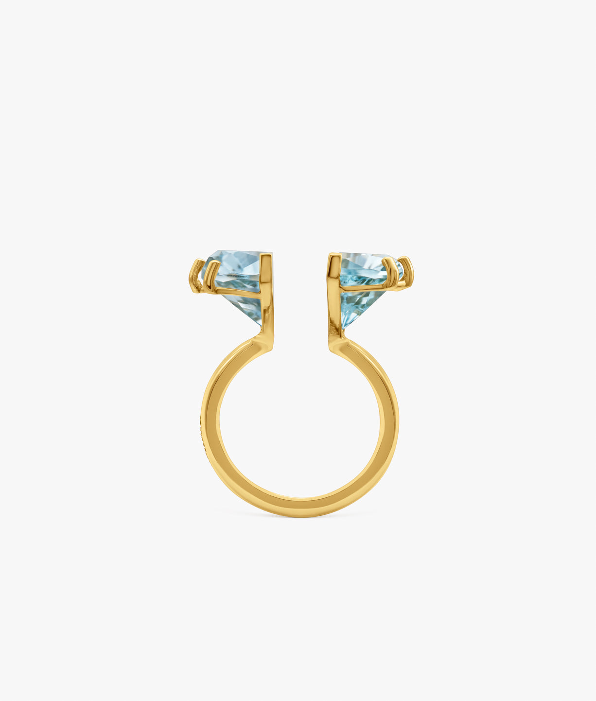 Half Cut Double Trillant Blue Topaz Ring